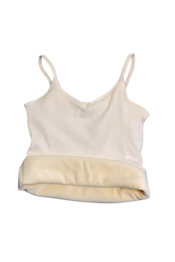 Women Winter Warm Sleeveless Tank Top Sexy V-Neck Fleece Lined Thermal Camisole
