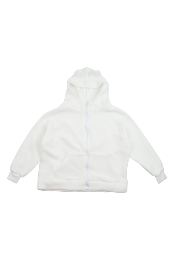 Womens Long Sleeve Zipper Up Cute Bear Ears Fuzzy Hoodie Jacket Oversized Faux Lamb Wool Sweatshirt Coat with Pockets