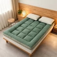 thumbnail image 1 of HGmart 60 in. x 80 in. Mattress Topper Microfiber Polyester Bed Protector Cover, Green Cushion grid, Queen Size, 1 of 4
