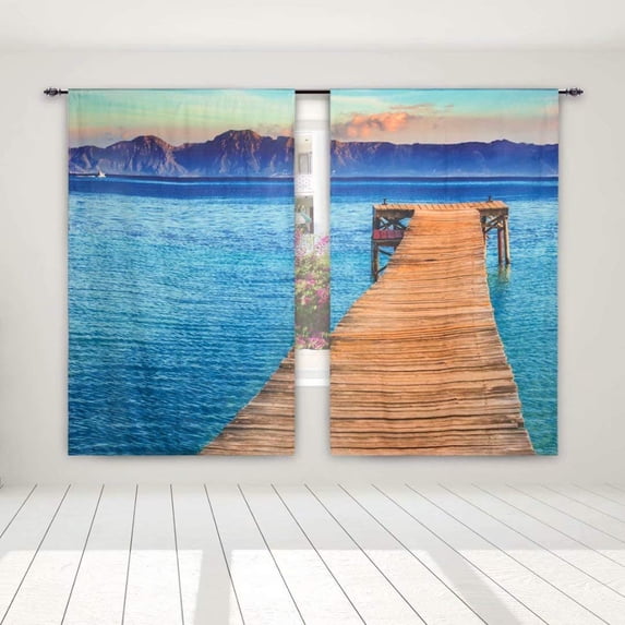 HGmart Blackout Curtains for Bedroom Thermal Insulated Curtains,Room Darkening Curtains with Rod Pocket for Living Room/Bedroom 52"x63" Sea Wooden Bridge 3D Print Window Drape 2 Panels