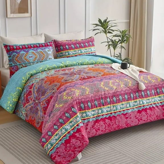 HGmart Bohemian Bloom Twin 2 Pieces Duvet Cover Set Soft Breathable Washed Microfiber Duvet Cover