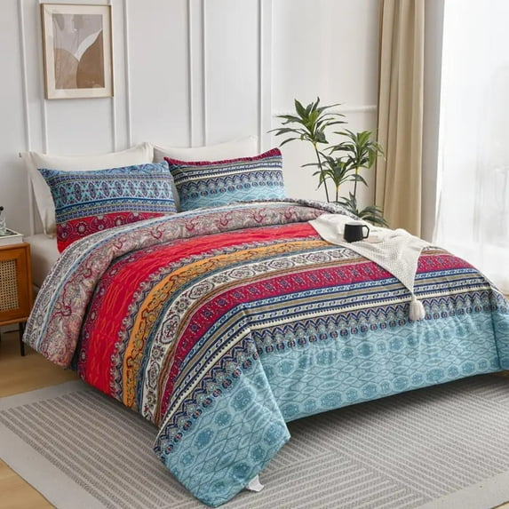 HGmart Bohemian Rhapsody Queen 3 Pieces Duvet Cover Set Soft Breathable Washed Microfiber Duvet Cover