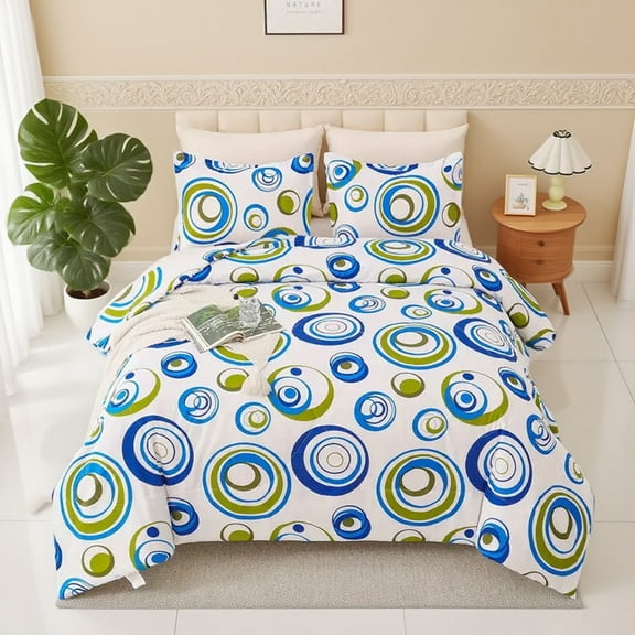 HGmart Circular Geometry Twin 2 Piece Comforter Set, Microfiber Filling, Luxury Soft Breathable Bed Set for All Seasons