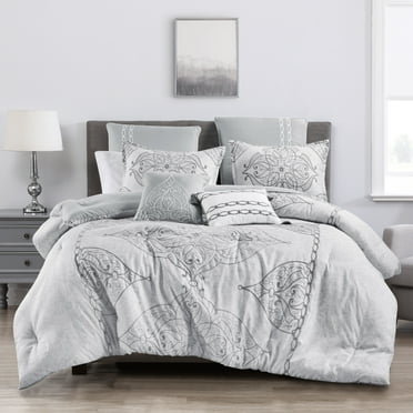 HGmart French; Vintage; Traditional; Contemporary; Rustic 7 Piece Comforter Sets King with Comforter and Shams and Bed Skirt and Square Cushion and Breakfast Pillow