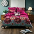 thumbnail image 1 of HGmart Fuchsia round pattern twin 2 pieces comforter set, stylish, elegant, warm, and comfortable, 1 of 4