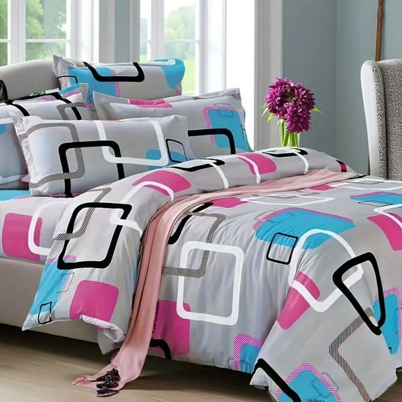 HGmart Gray geometric pattern twin 2 pieces comforter set, minimalist modern bedding, soft, lightweight, machine washable, available in various sizes