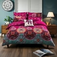 thumbnail image 1 of HGmart Pink Blue Bohemia Queen 3 Pieces Duvet Cover Set Soft Breathable Washed Microfiber Duvet Cover, 1 of 5