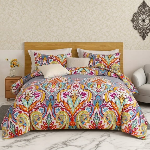 HGmart Rainbow Flower Twin 2 Pieces Duvet Cover Set Soft Breathable Washed Microfiber Duvet Cover