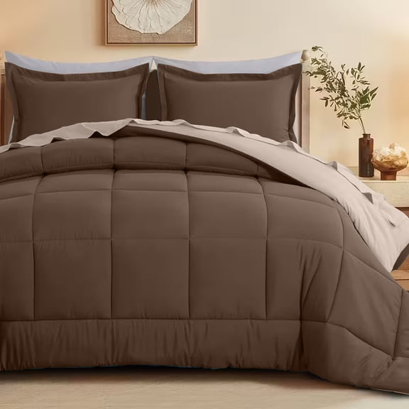 HGmart Two-tone comforter set, King 3 pieces double-sided color scheme, soft and skin-friendly, suitable for all seasons, enhancing your bedroom's style.
