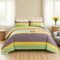 thumbnail image 1 of HGmart Yellow Stripe King 3 Piece Comforter Set, Microfiber Filling, Luxury Soft Breathable Bed Set for All Seasons, 1 of 5