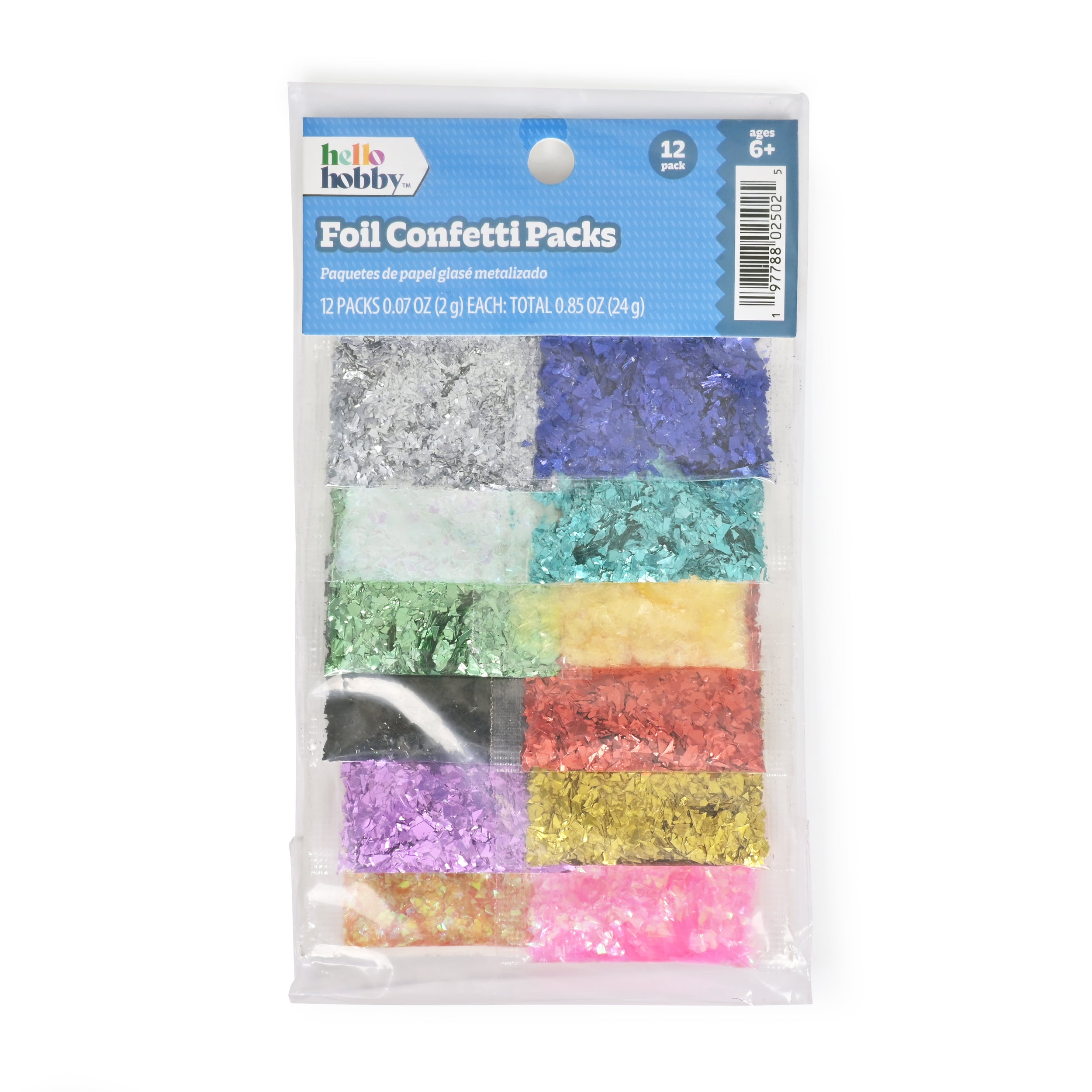 Hello Hobby Foil Confetti Craft Set, 12 Colors, Metallic and Iridescent