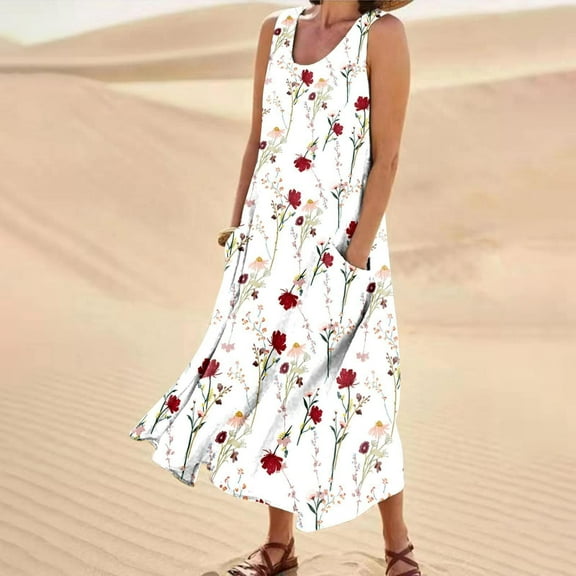 HH 2023 Spring and Summer New Landscape Floral Maxi Dress Slim Fit Casual Skirt