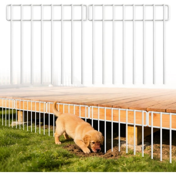20Ft(L) X 13Inch(H) Animal Barrier Fence - 14 Pack White Garden Fence Animal Barrier Panels Metal No Dig Fence Panels Rustproof Border Fencing for Dog Rabbit Protection Yard Garden Outdoor