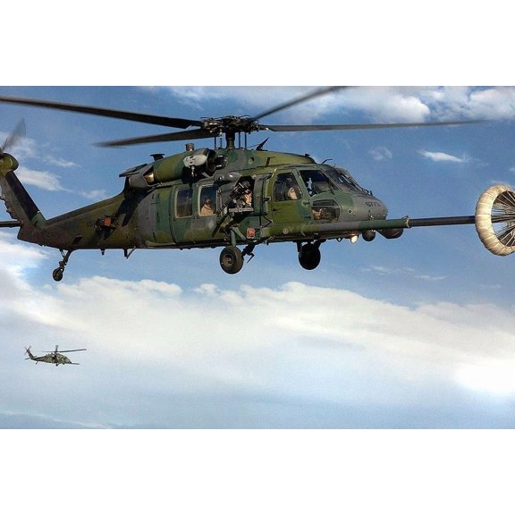 HH-60 Pave Hawk in Flight Refueling - 12x18 Inch Laminated Aviation Poster - Stunning Detail and Bold Colors