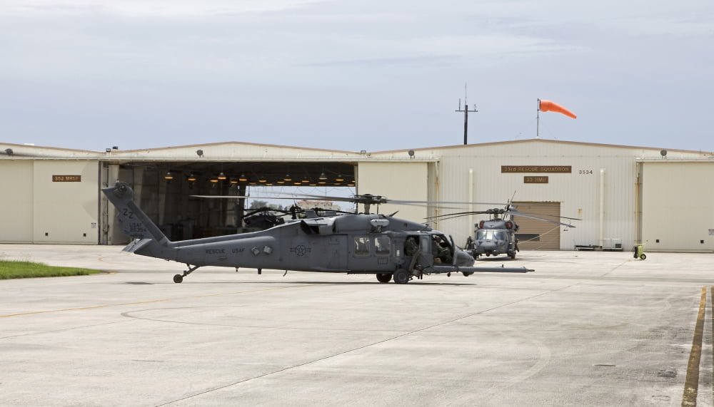 HH-60G Pave Hawk helicopters at Kadena Air Base Okinawa Japan Canvas Art - HIGH-G ProductionsStocktrek Images (38 x 22)