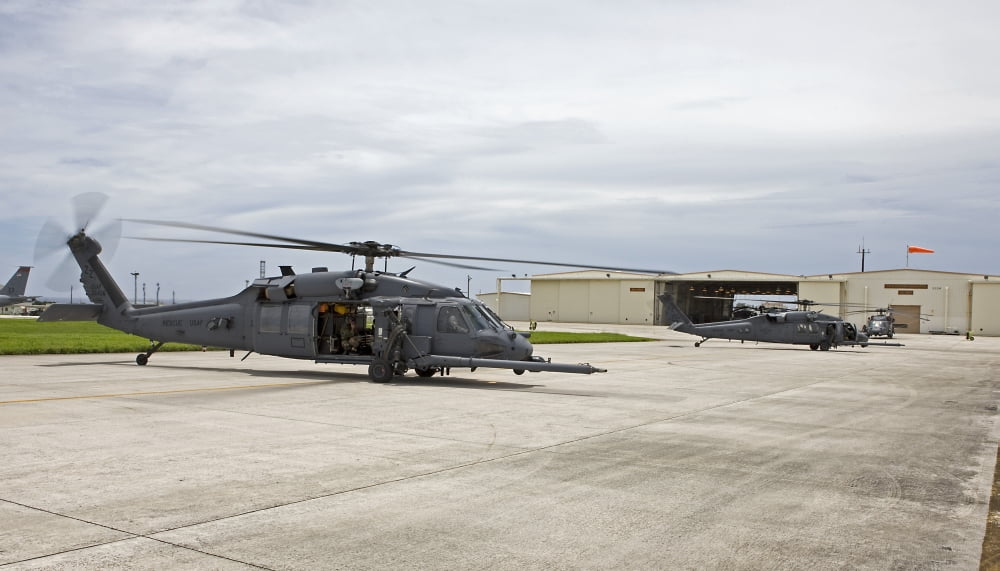 HH-60G Pave Hawk helicopters at Kadena Air Base Okinawa Japan Canvas Art - HIGH-G ProductionsStocktrek Images (38 x 22)
