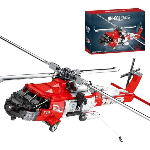 HH-60J Rescue Helicopter Building Blocks, Military Army Airplane Building Bricks, Airplane Building Blocks for Adults, Military Fighter Model, MOC Aircraft Model Plane Toy (1137 PCS)