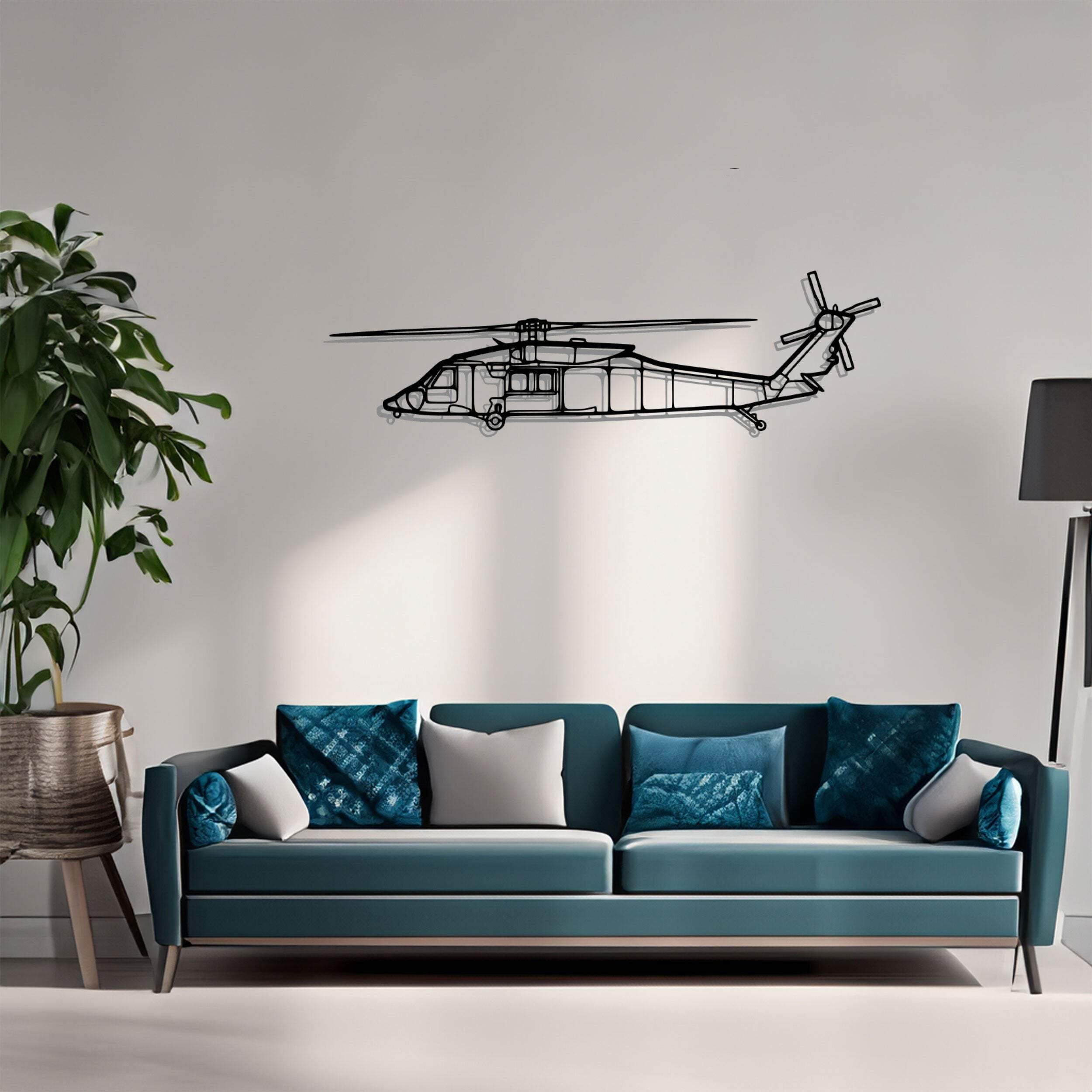 HH60M Silhouette Metal Wall Art, Helicopter Silhouette Decor, Metal Helicoptert Wall Art