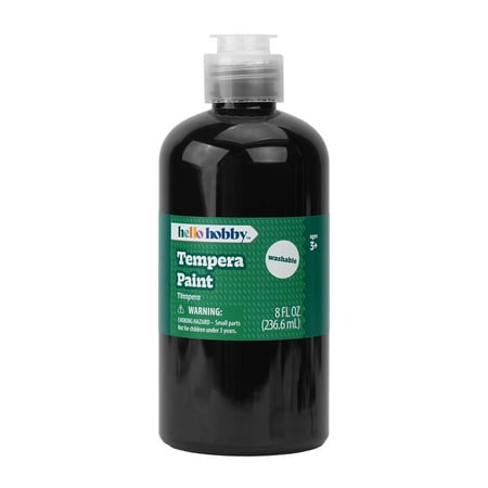 Hello Hobby 8 fl oz Black Tempera Paint, Washable Craft Paint for Kids, Teachers, and School Projects