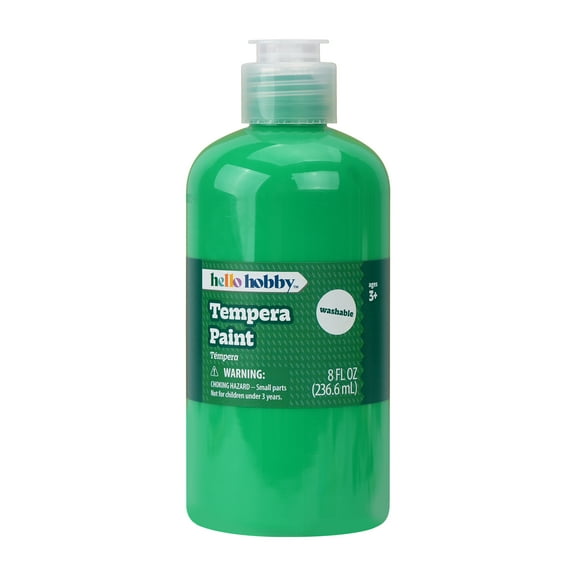 Hello Hobby 8 fl oz Green Tempera Paint, Washable Craft Paint for Kids, Teachers, and School Projects
