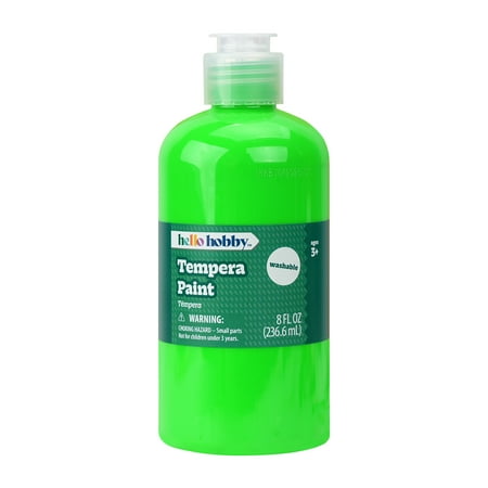 Hello Hobby 8 fl oz Neon Green Tempera Paint, Washable Craft Paint for Kids, Teachers, and School Projects