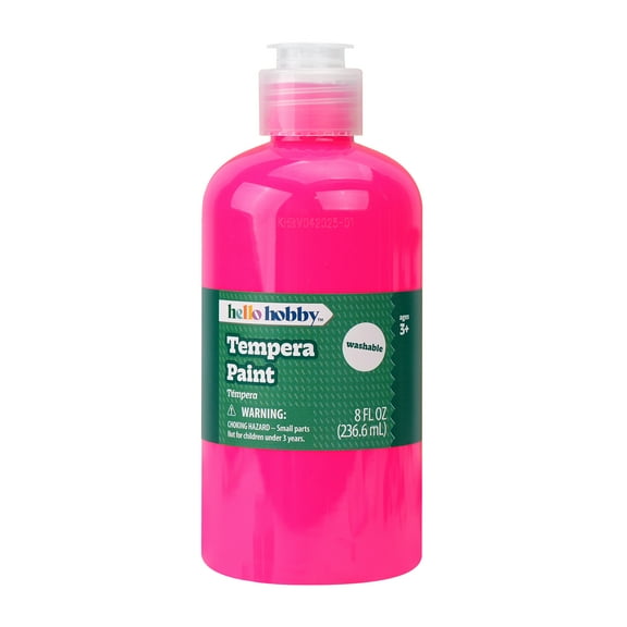 Hello Hobby 8 fl oz Neon Pink Tempera Paint, Washable Craft Paint for Kids, Teachers, and School Projects