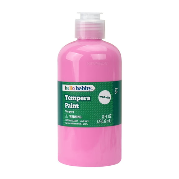 Hello Hobby 8 fl oz Pink Tempera Paint, Washable Craft Paint for Kids, Teachers, and School Projects