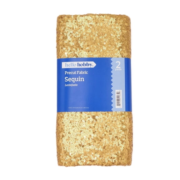 Hello Hobby 41 x 72 100% polyester sequin 2 yard precut fabric, Gold, 41" wide for sewing & crafting
