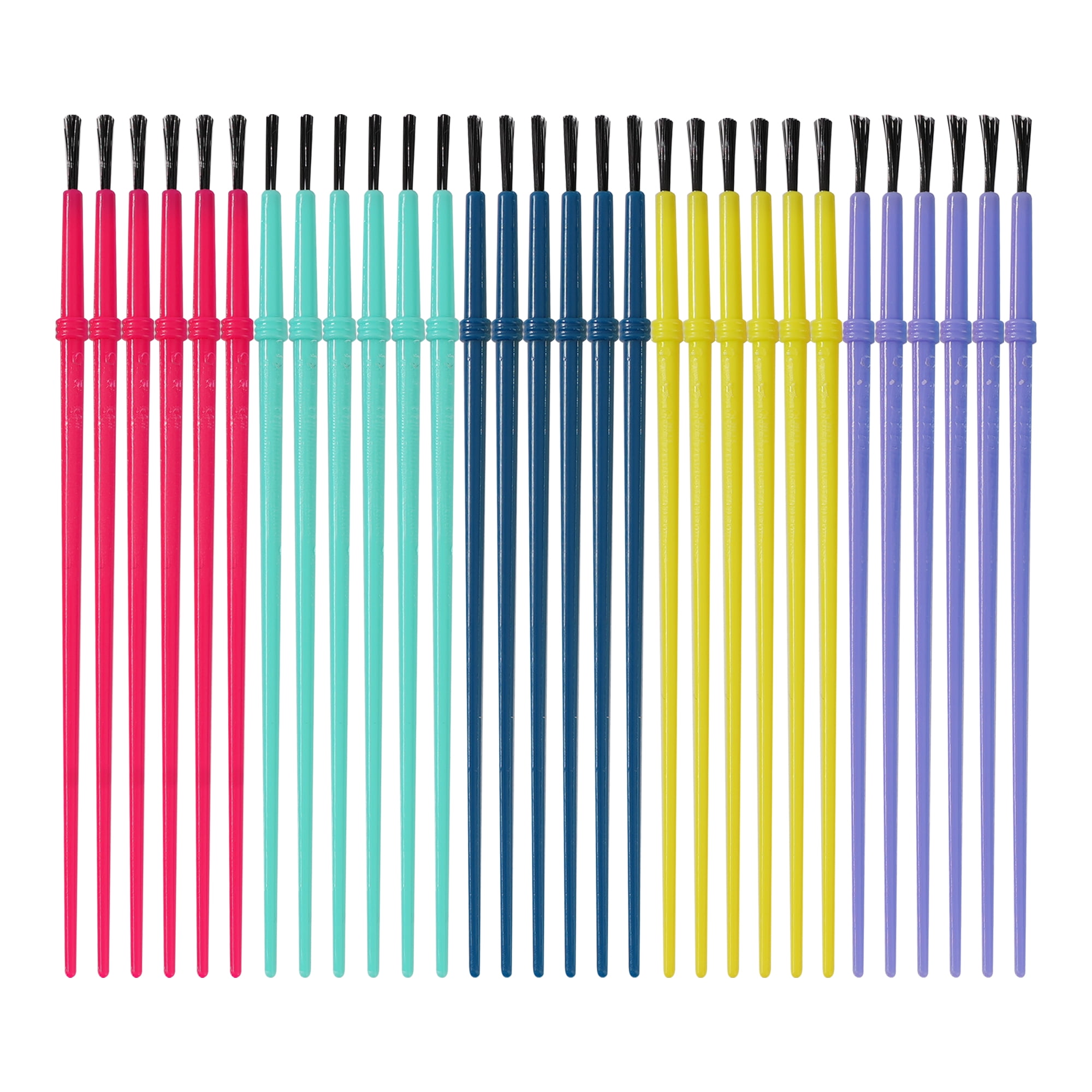 Hello Hobby Round Synthetic Bristle Art Brushes with Colorful Handles, 30 Pack
