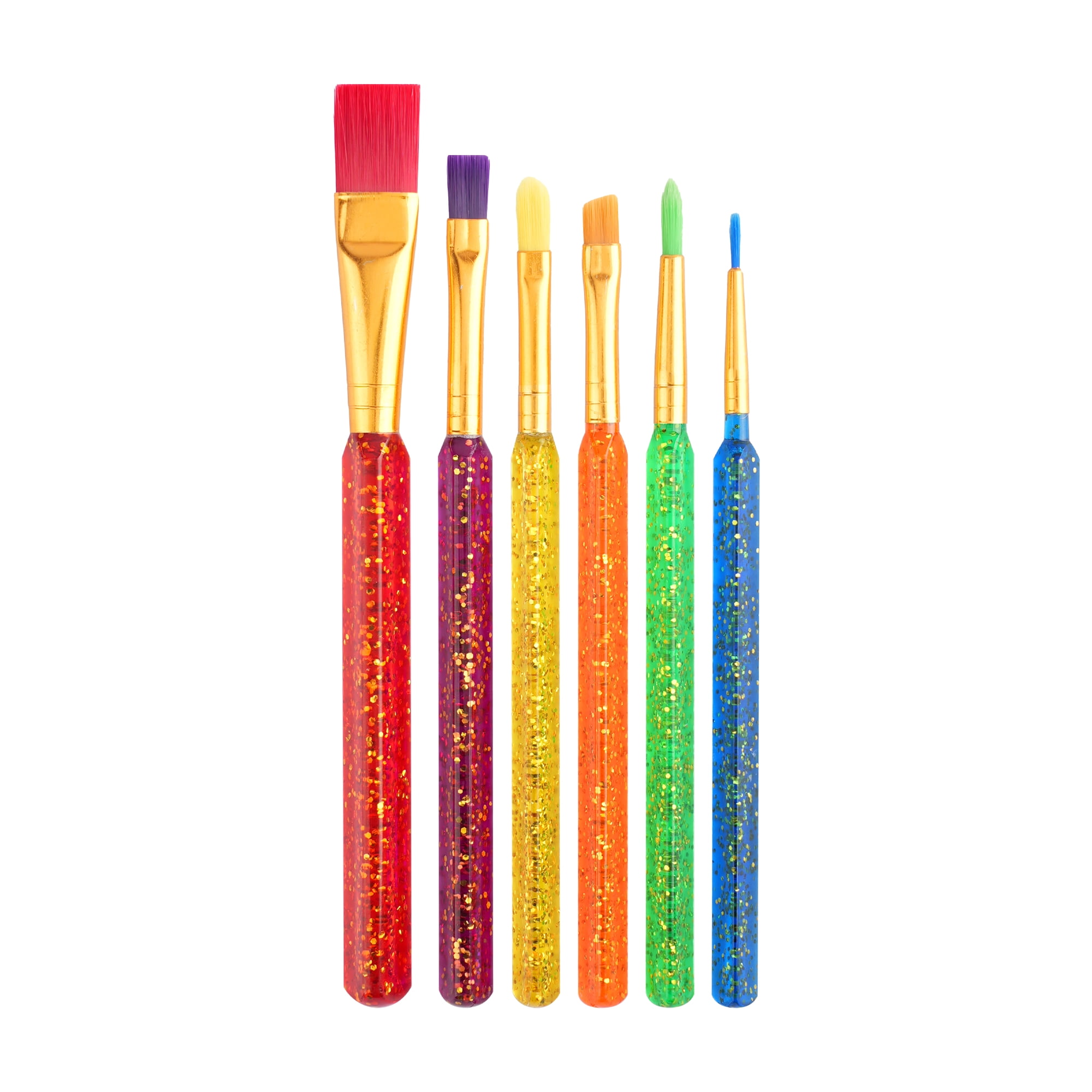 Hello Hobby Assorted Shape Synthetic Bristle Art Brush Set with Triangle Handle, 6 Pieces