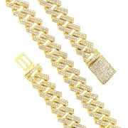 HH Bling Empire Iced Out Cuban Link Chain,Silver or Gold Diamond Cuban Necklaces for Men and Women,Width15mm Length 18-30 Inches (Gold-20")
