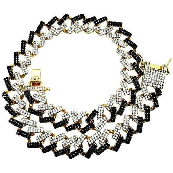 HH Bling Empire Iced Out Diamond Cuban Link Chain for Men and Women,Silver or Gold Miami Cuban Necklaces Hip Hop,Chunky Chains 16-30 Inches (Black-24")