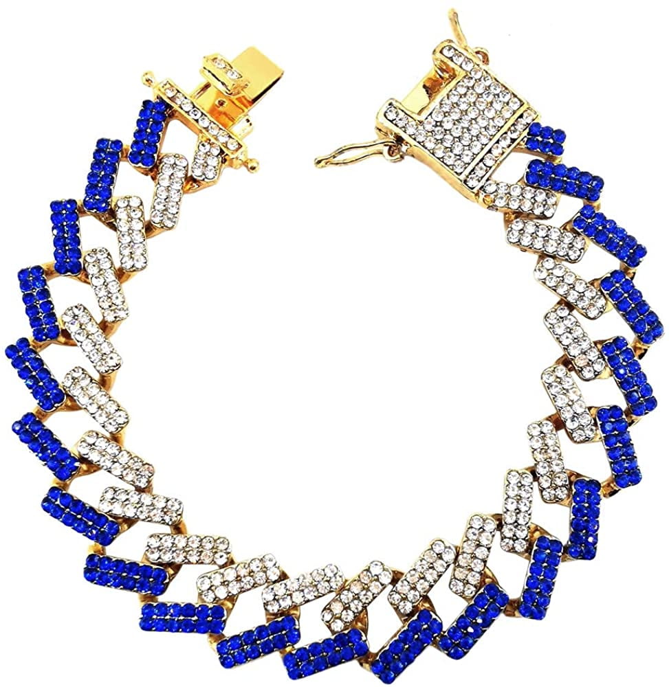 HH Bling Empire Iced Out Diamond Cuban Link Chain for Men and Women Silver or Gold Miami Cuban Necklaces Hip Hop Chunky Chains 16 30 Inches Bracelet Blue 8.5 Walmart