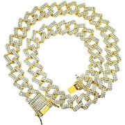 HH Bling Empire Iced Out Diamond Cuban Link Chain for Men and Women,Silver or Gold Miami Cuban Necklaces Hip Hop,Chunky Chains 16-30 Inches (Gold-20")