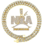 HH Bling Empire Iced Out Nba Silver Gold Young boy Chains for Men,Hip Hop Rapper Pendant with Rope Tennis Cuban Link Chains 22 Inch (Gold,& tennis)