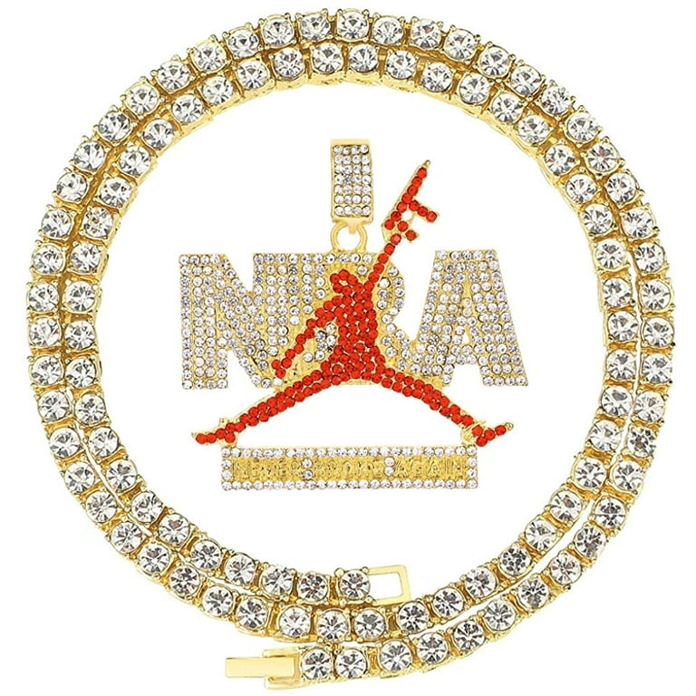 HH Bling Empire Iced Out Nba Silver Gold Young boy Chains for Men,Hip Hop  Rapper Pendant with Rope Tennis Cuban Link Chains 22 Inch (Silver,& tennis)