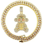 HH Bling Empire Mens Nba Youngboy Chains Iced Out,Silver or 14K Gold Baby Monkey Pendants Hip Hop,Icy Rapper Chain Necklaces 22 Inch (Big-Gold,& Tennis)