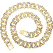 HH Bling Empire Mens Silver or Gold Miami Cuban Link Chains,Bling Iced Out Diamond Cuban Necklaces,Hip Hop Chains 15mm/16-30 Inches (Gold-20")