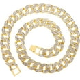 thumbnail image 1 of HH Bling Empire Mens Silver or Gold Miami Cuban Link Chains,Bling Iced Out Diamond Cuban Necklaces,Hip Hop Chains 15mm/16-30 Inches (Gold-24"), 1 of 10