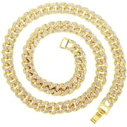 HH Bling Empire Silver or Gold Cuban Link Bracelet for Men,Iced Out Diamond Cuban Link Bracelets for Women,Hip Hop Chunky Miami Cuban Anklets 12mm/8.5 Inch (Gold-8.5")
