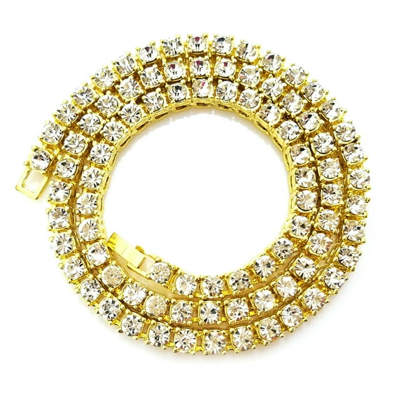 HH Bling Empire Silver Gold Iced Out Diamond Tennis Chains for Men,Rhinestone Tennis Necklaces for Women,Diamond chain necklaces (3mm tennis-Gold-30")