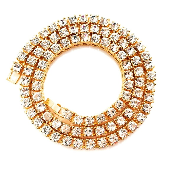 HH Bling Empire Silver Gold Iced Out Diamond Tennis Chains for Men,Rhinestone Tennis Necklaces for Women,Diamond chain necklaces (3mm tennis-Rose gold-30")