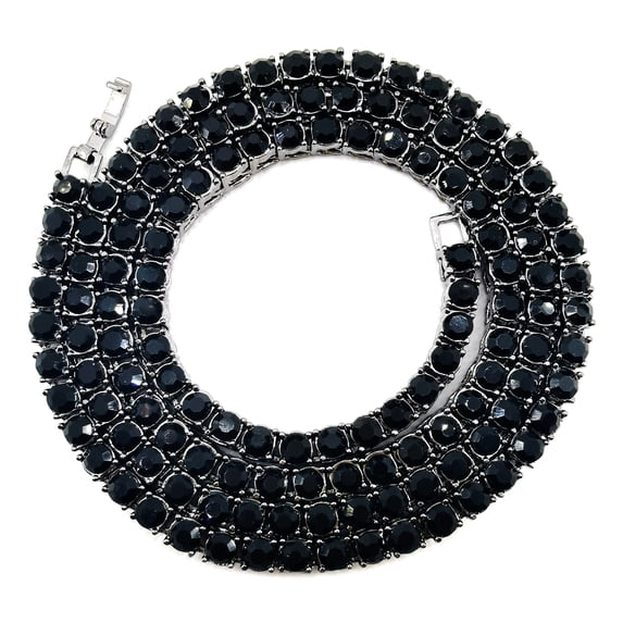 HH Bling Empire Silver Gold Iced Out Diamond Tennis Chains for Men,Rhinestone Tennis Necklaces for Women,Diamond chain necklaces (4mm tennis-Black-20")