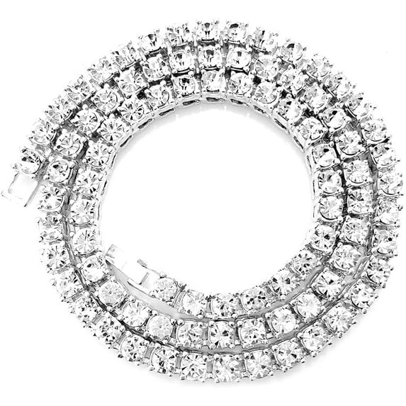 HH Bling Empire Silver Gold Iced Out Diamond Tennis Chains for Men,Rhinestone Tennis Necklaces for Women,Diamond chain necklaces (5mm tennis-Black-8.5")