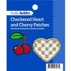 Hello Hobby Sewing Patches & Appliques, Checkered Heart and Cherry, 2-Pack