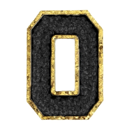 Hello Hobby Chenille Embroidered Patch with Gold Glitter Trim and Adhesive Backing