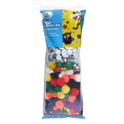 Hello Hobby Fuzzy Craft Kit, 300 Count, Natural Multicolor Chenille Stems and Poms for Kids Crafts and DIY Projects