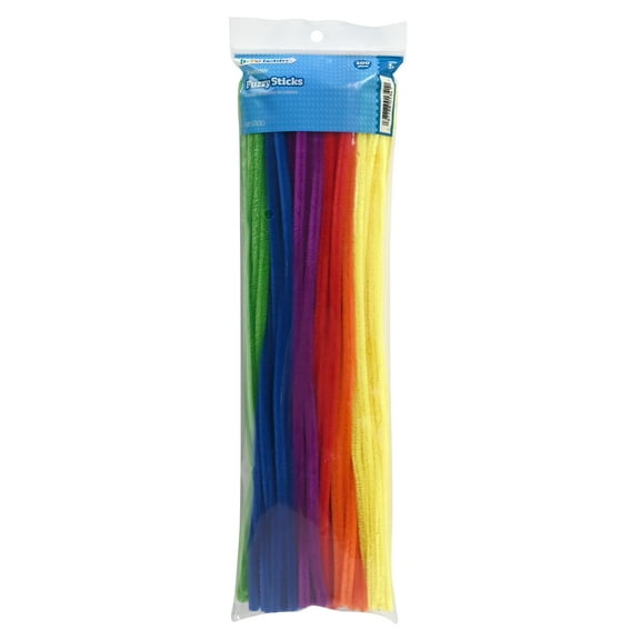 Hello Hobby Fuzzy Sticks, 100 Count, Rainbow Multicolor Chenille Stems for Kids Crafts and DIY Projects