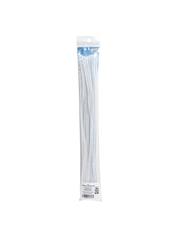 25 Count White Fuzzy Sticks for Kids Crafts and DIY Projects