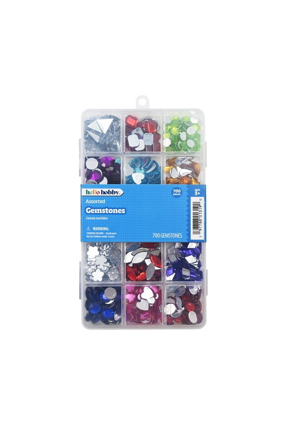 Gemstone Case 700 Piece Assortment for Arts & Crafts